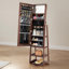 360° Swivel Jewelry Cabinet, 61-inch Tall, Full-Length Mirror with Storage, Standing Rotatable Jewelry Armoire Organizer, Lockable Door with 2 Keys, Accessory Pouches, and Storage Shelves