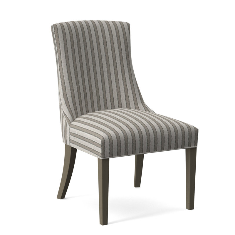 Tuxedo Slipper Dining Chair, Beige Performance Fabric; 0851-73, Stone Hearth Finish