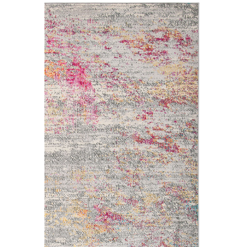 Riccio One-of-a-Kind Machine-made Power Loom Gray/Gold Area Rug, Runner 2'2" x 12'