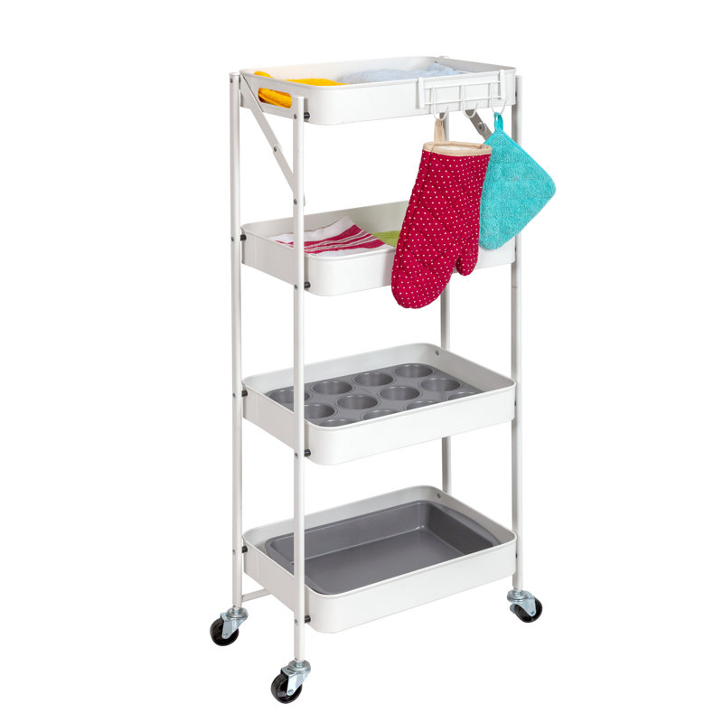 Origami 4 Tier Foldable Rolling Cart