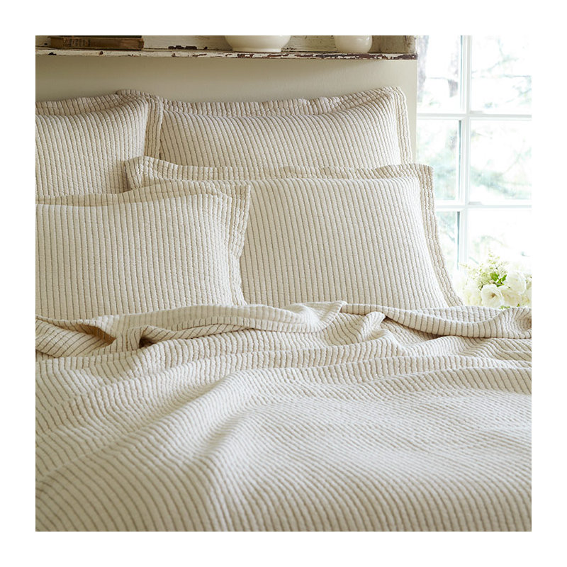 Hudson Stripe Single Coverlet, Charcoal, King