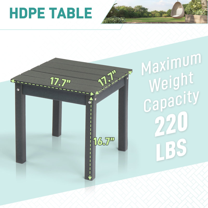 Table d'appoint de patio en PEHD bleu
