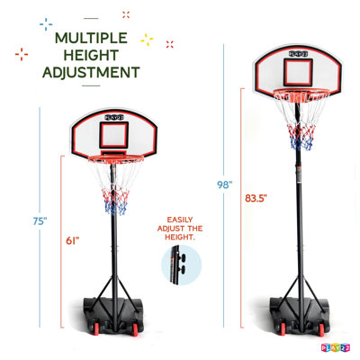 Play22USA Adjustable Height 27.5'' W Steel Portable Full-Size Basketball Hoop