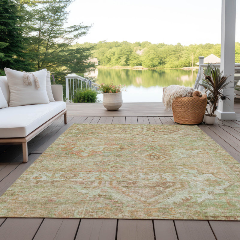 Tapis intérieur / extérieur lavable orange Aelain - LOOMlan, 9 pi x 12 pi