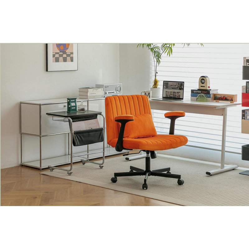 Modern Armrest Office Chair, Computer Desk Chair with Wheels, Orange