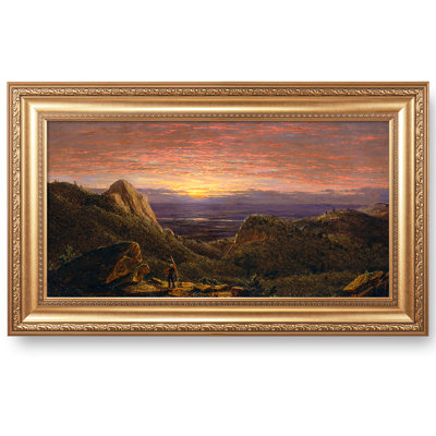 «Morning», regardant vers l'est au-dessus de la vallée de l'Hudson depuis les montagnes de Catskill, reproductions d'art classiques du monde, art encadré pour HomeDecor, taille de l'image: 30 po x 16 po, largeur estampée en or, taille du cadre: 36 po