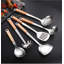 Ensemble d'ustensiles de cuisine en acier inoxydable avec poignées en bois massif - Les outils de cuisine 9 pièces comprennent une spatule, une cuillère à rainures, une louche et une fourchette à viande