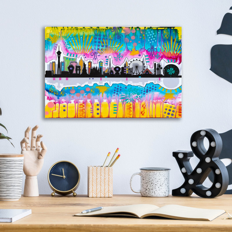 «Las Vegas Skyline» par Dean Russo, art mural en verre acrylique, H 12 po x l 16 po x P 0,13 po