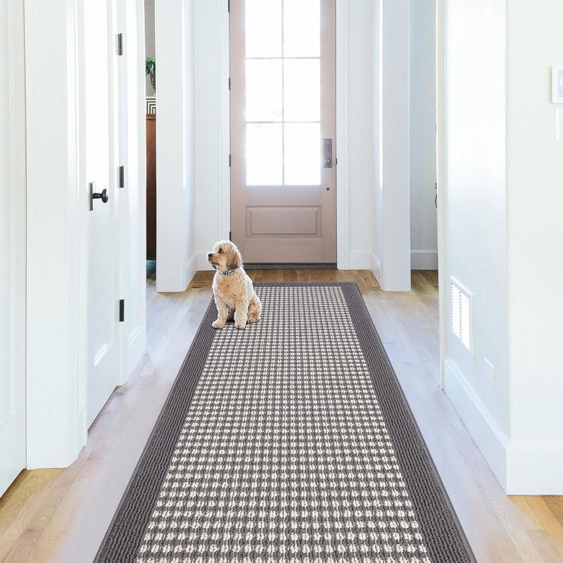 Non Slip Washable 2'x6'  Kitchen Mats for Doormat Hallway Entryway Petmat, Gray