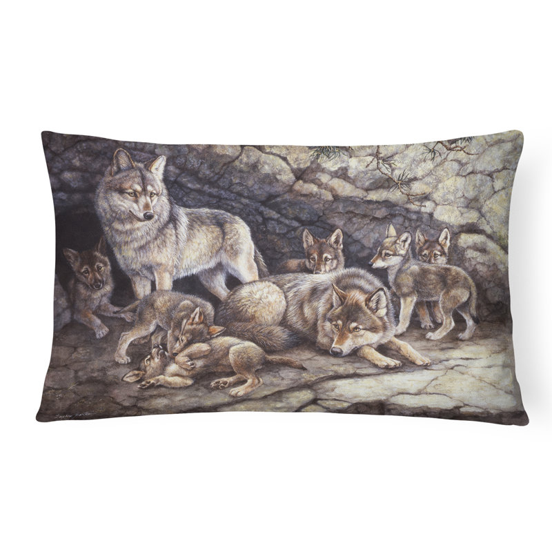  Coussin intérieur / extérieur Wolf Wolves by the Den