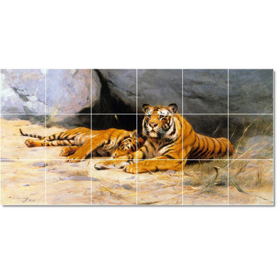 36" x 18" Ceramic Painting Decorative Mural Tile 6" x 6"