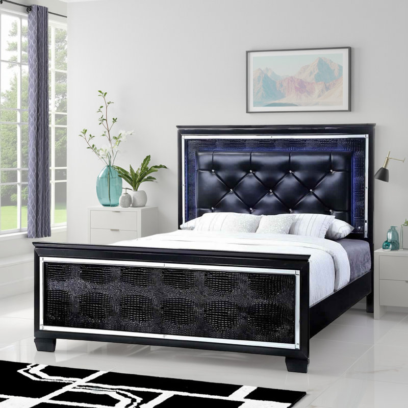 Vegan Leather Platform Bed, King
