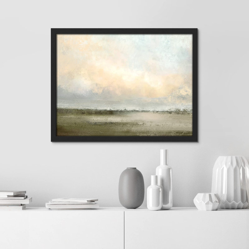 «Vibrant Sun Cloud Farm Field» sur papier, Noir, H 12 po x l 16 po