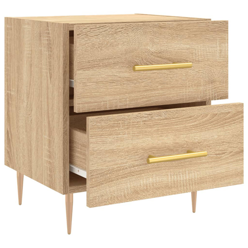 40cm W Iron Bedside Table, Individual, Sonoma Oak