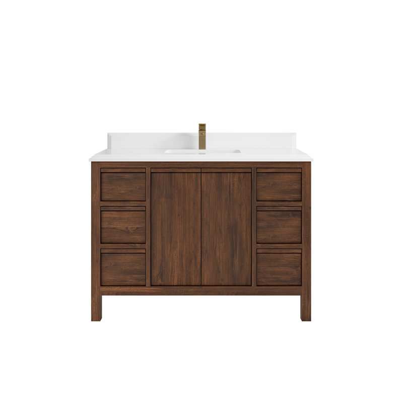 48'' Single Bathroom Vanity with Quartz Top, White