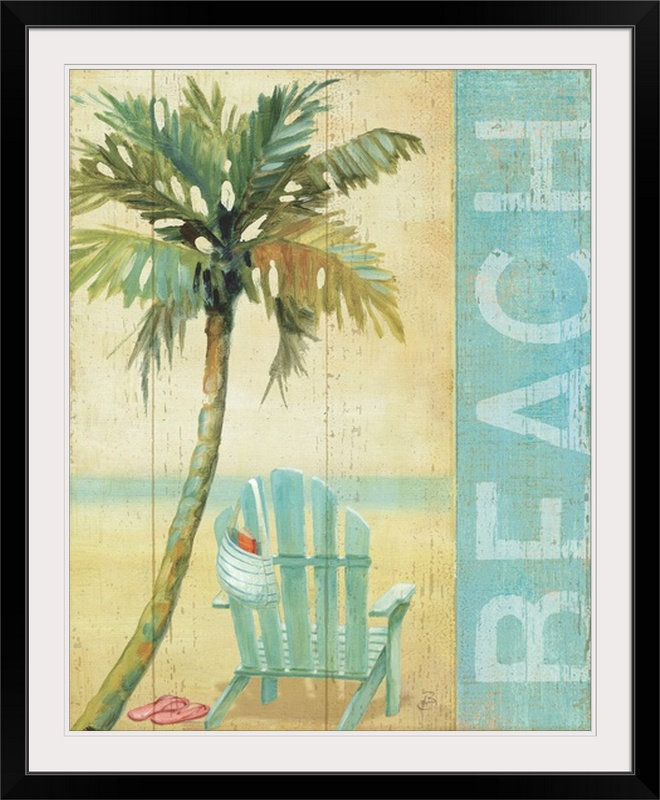 « i », reproduction d’impression brissonnet, Ocean Beach, H 32 po x l 27 po x P 1 po, Cadre noir