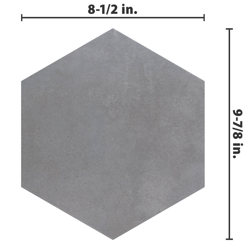 Industrial Hex 8-1/2 In. X 9-7/8 In. Porcelain Modern Look Wall & Floor Tile, Silver