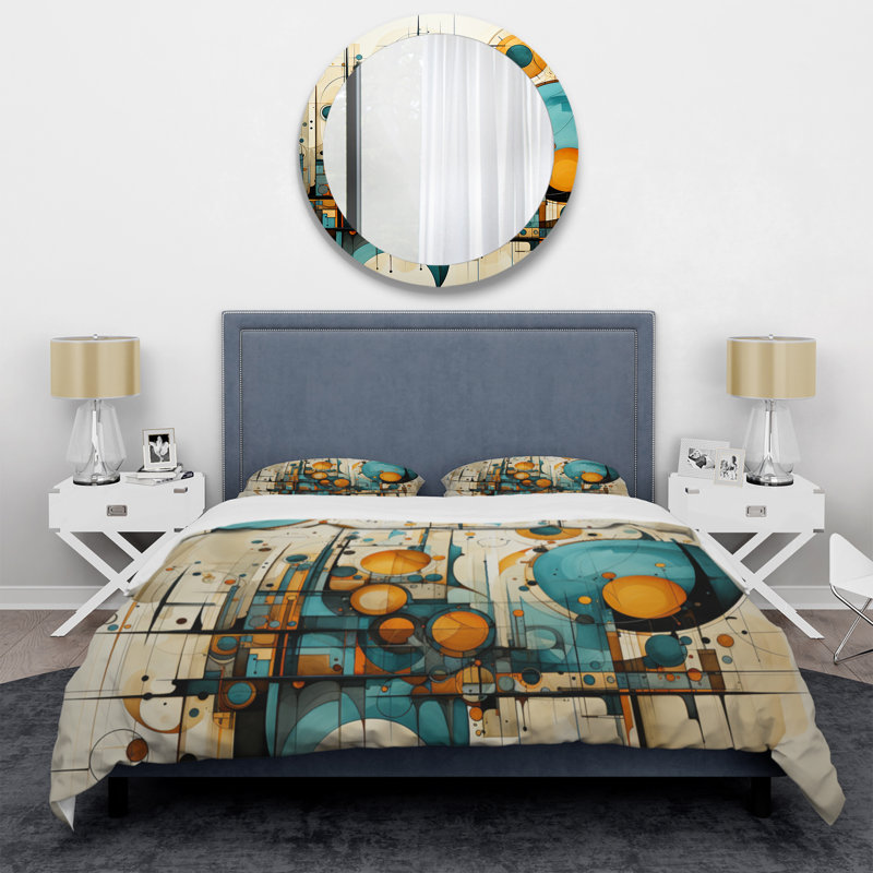 Ensemble de housse de couette en sarcelle à motif fractal abstrait bleu sarcelle