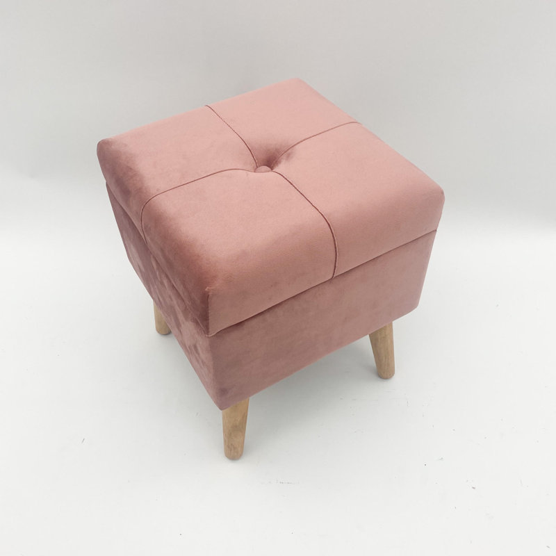 Bourquin 33Cm Velvet Square Footstool, Pink