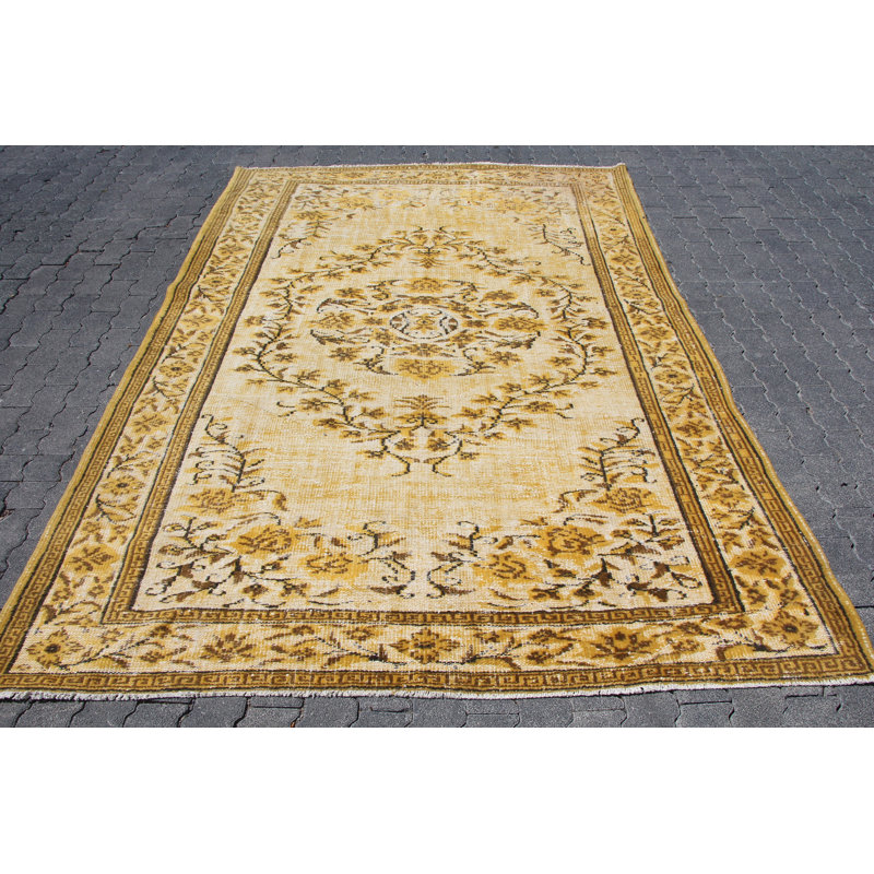 Grand tapis rétro turc Oushak rétro pour salon avec motif gravé en relief