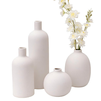 Modern Ceramic Vase Set, Decorative Vases for Home Shelf Decor, 4 Piece Collection