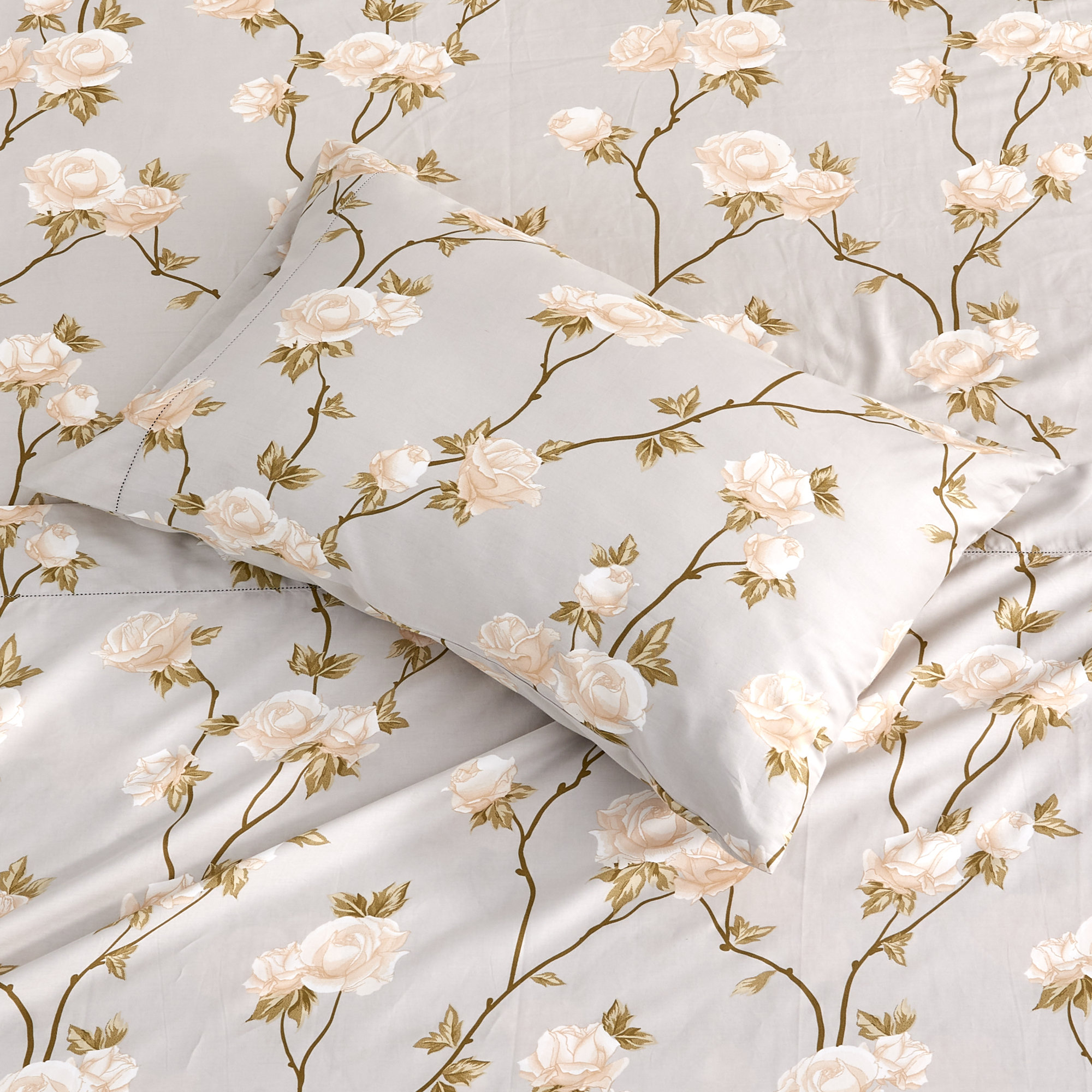 Auren Sateen - Set of 3, Queen Sheet Set + Fitted Sheet + 2 Pillowcases