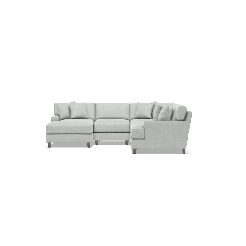 Mila 6-Piece Fabric Sectional, 33.5" H x 107" W x 107" D, Gray Polyester Blend, Left Hand Facing