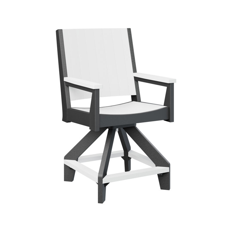 Chaise de comptoir pivotante Berlin, Noir, Blanc