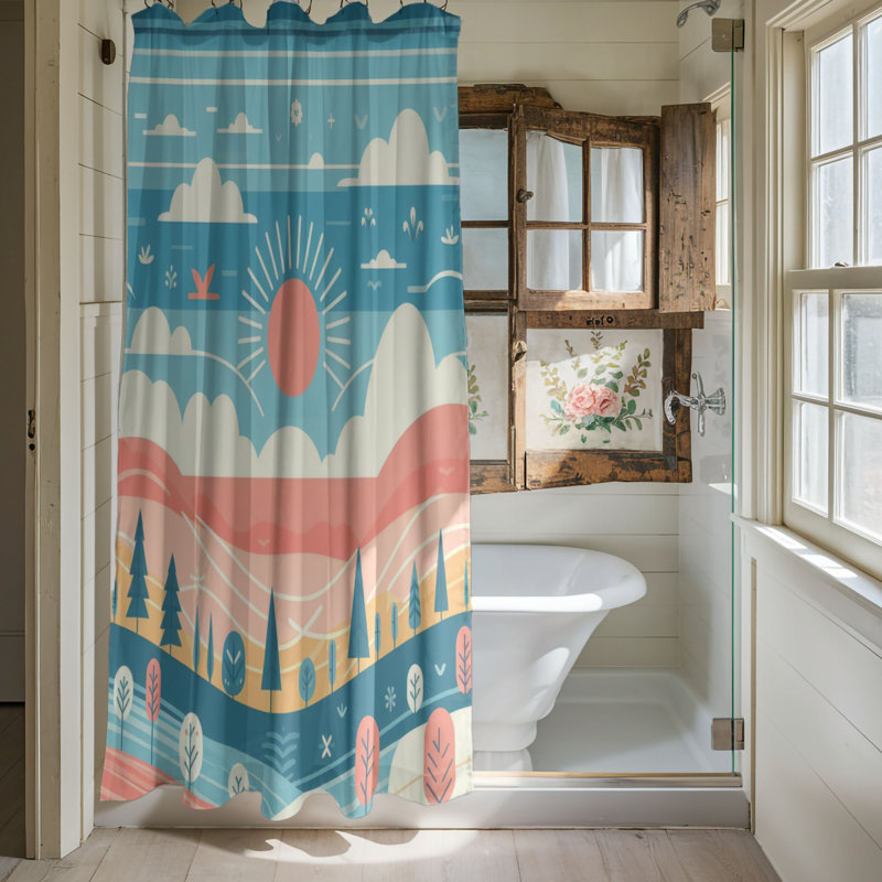 Rideau de douche standard 1 pièce Bright Sky, H 74 po x l 71 po