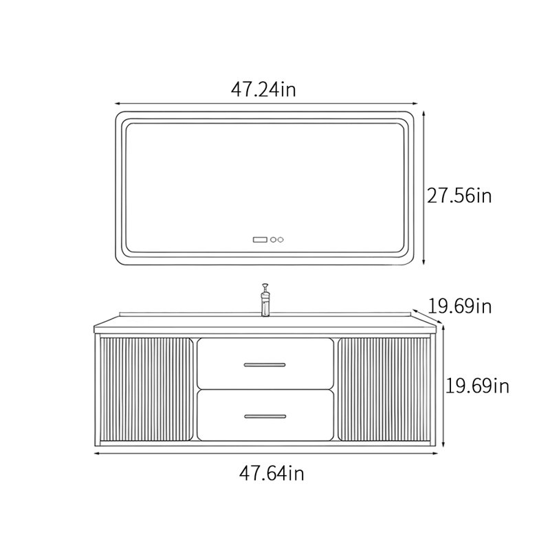 Armoire de salle de bain simple, moderne et légère, Blanc cassé / blanc