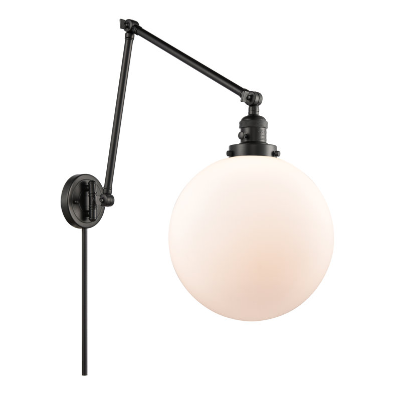 Bras pivotant à intensité variable à 1 lumière Maxwell, Blanc mat, Noir mat, H 34 po x l 12 po x P 34 po