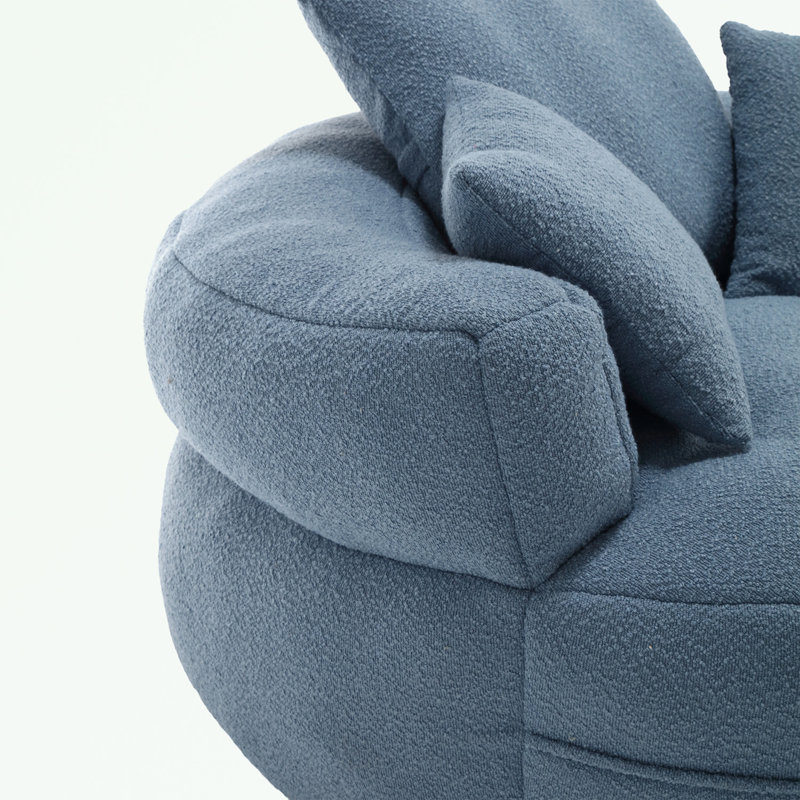 Canapé simple en chenille avec coussins, Bleu clair