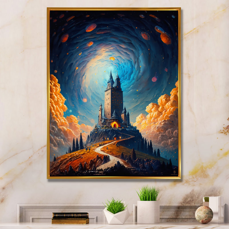 Mayner Blue Mystical Fantasy Castle II, H 20 po x l 12 po x P 1 po, Cadre flottant doré
