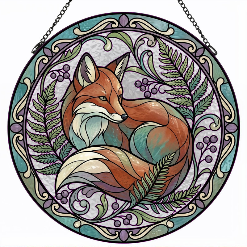 Panneau de vitrail Fox Fern, H 12 po