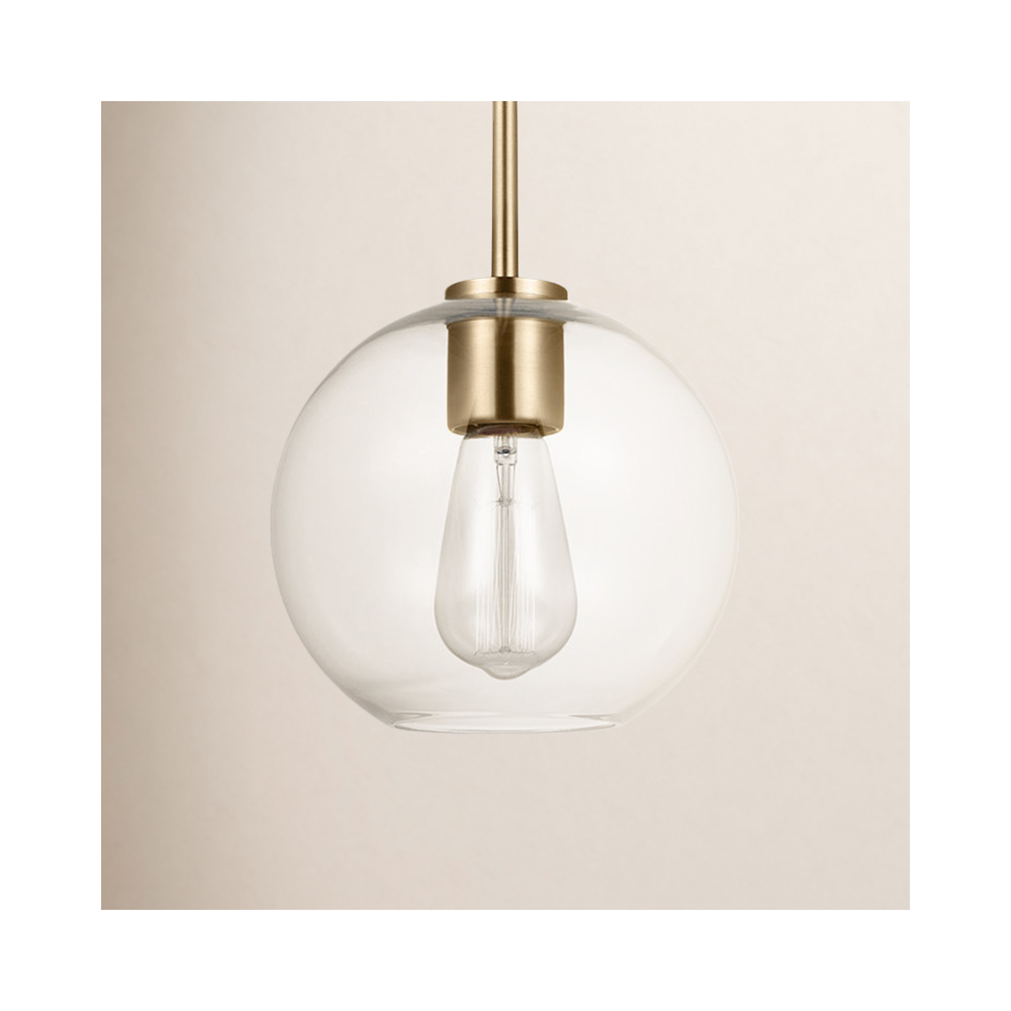 Childerley Single Light Glass Dimmable Pendant, Brass