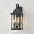2-light Black Metal Outdoor Wall Lantern With Clear Glass Panels