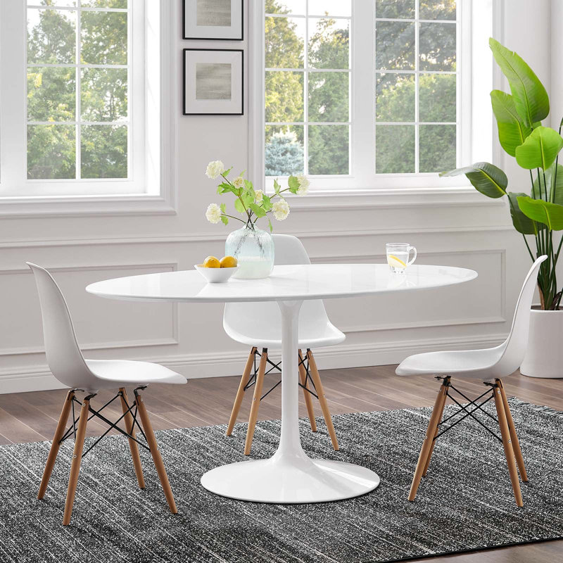 Modway Lippa White Round Table  Dining Table, 48"W x 48"L