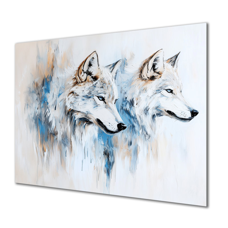 «Minimalist Wolf Pack Portrait I - Animals», reproduction d'art en métal, H 12 po x l 20 po