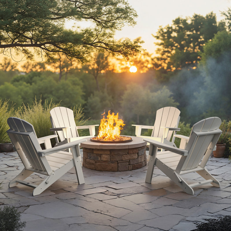 Aulika HDPE Plastic Weather-Resistant Adirondack Chair, White