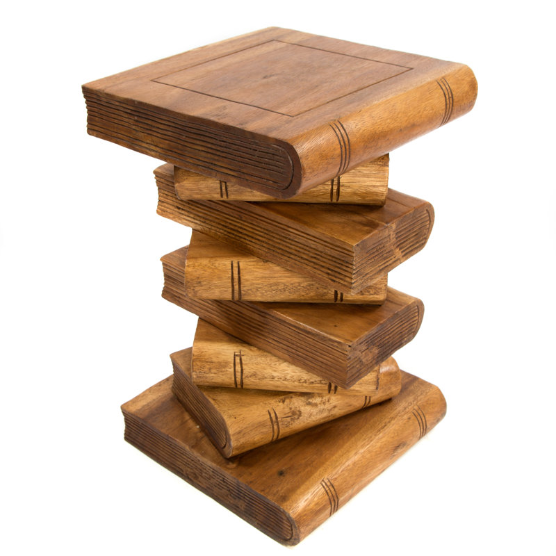 Bookstack Solid Wood End Table, Waxed