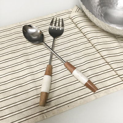 Piece Wood Stainless Steel Salad Servers