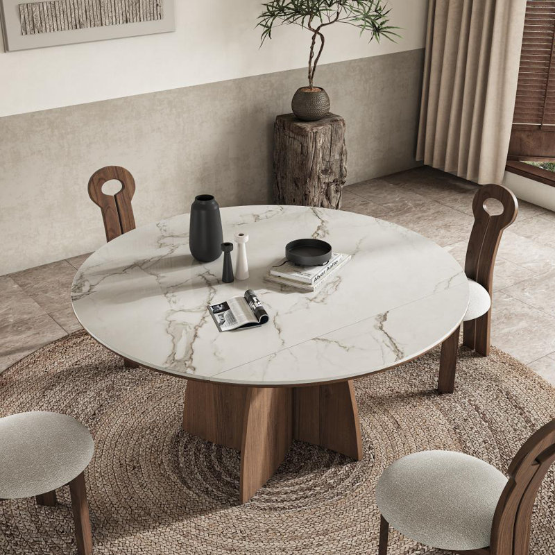 Extendable Dining Table Space-Saving Kitchen Table, 29.5"H x 53.1"L x 53.1"W