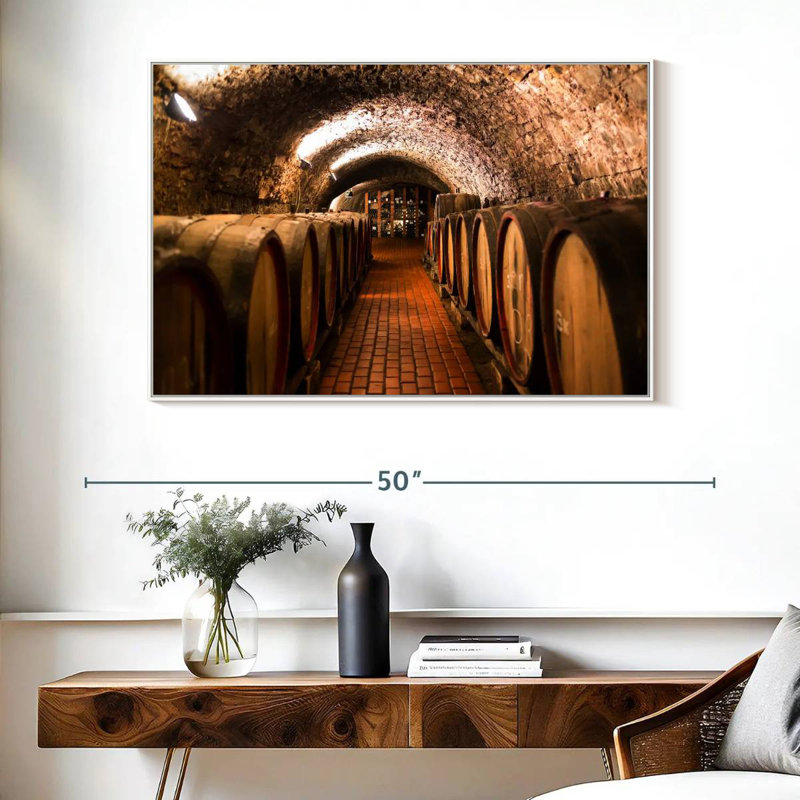 Barils de vin Winery, Cadre flottant blanc, 40 po x 27 po