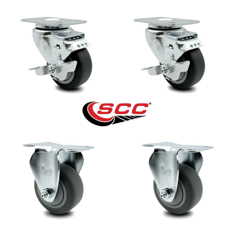 4 Piece Thermoplastic Rubber Caster Set