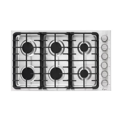 Plaque de cuisson au gaz en acier inoxydable Empava, 6 brûleurs scellés, grilles en fonte, convertible GPL / NG