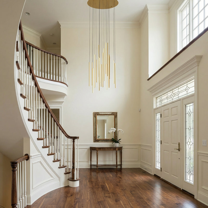 Lustre en cascade d'escalier 18 lumières, lustre long multi-niveaux de 12 pieds pour plafond haut, 18 lumières