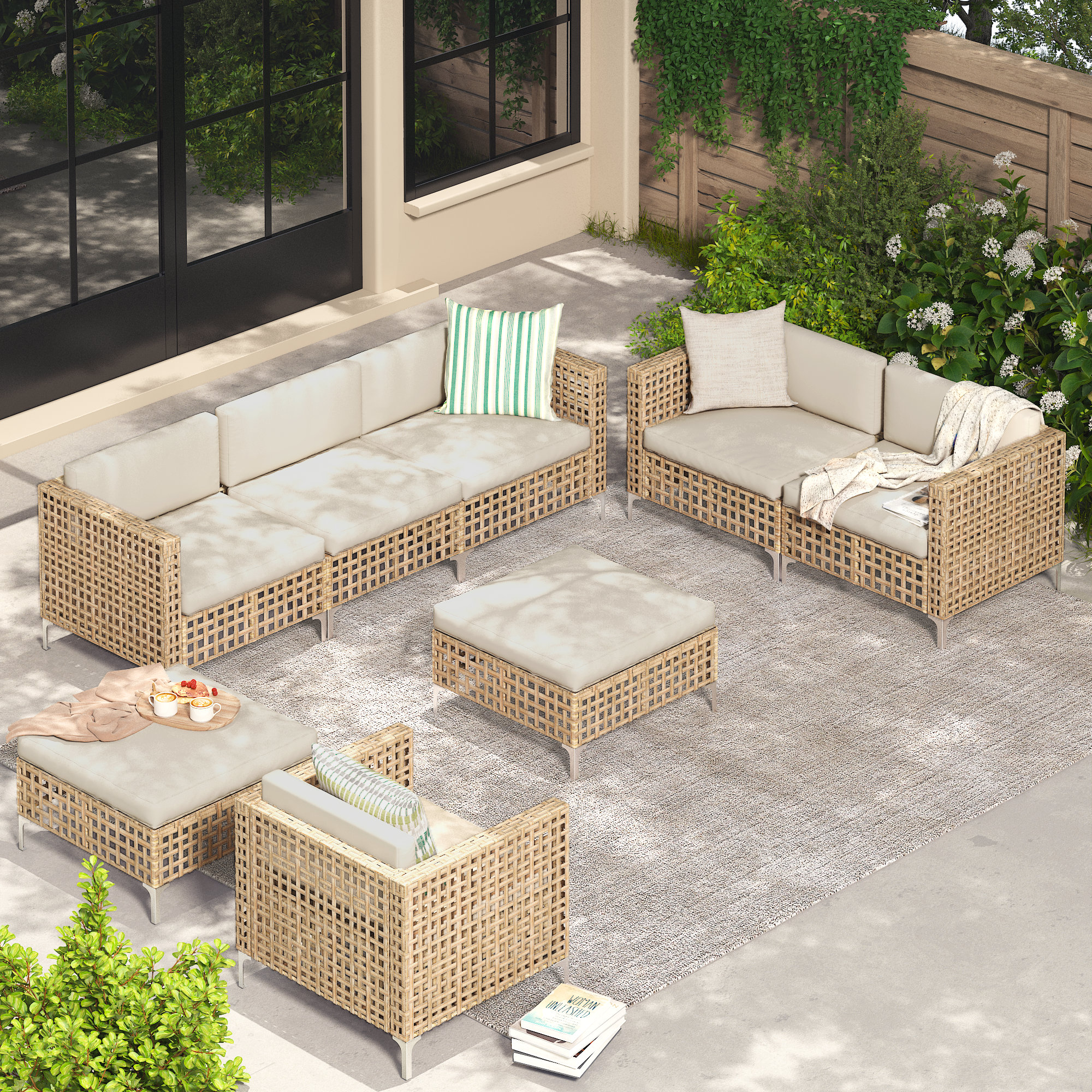 Bay Isle Home™ Strasburg 8 Piece Outdoor Patio Wicker Furniture Set ...