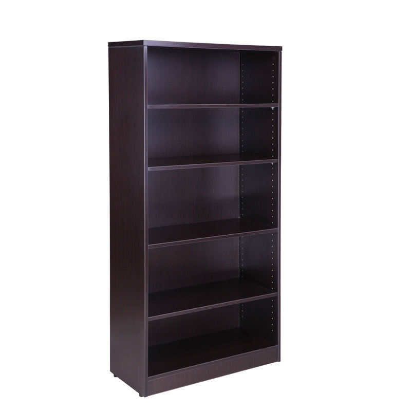 31"W x14"D x 65.5"H Five Shelf Bookcase, Mocha