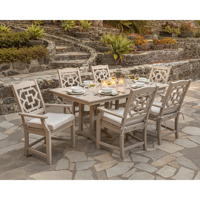 Ensemble repas pour 6 personnes avec table rectangulaire Chinoiserie, Noir