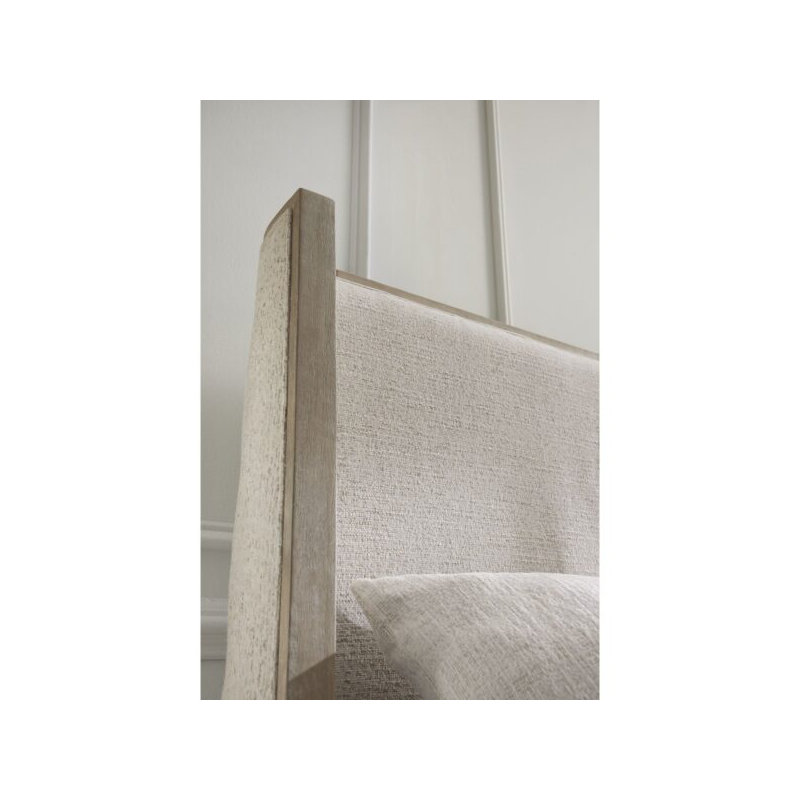 Warner Polyester Upholstered with Solid Poplar Beige Queen Bed, King